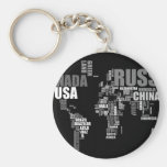 World Map in Words Key Chain
