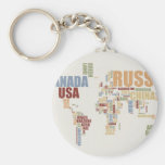 World map in words key chains