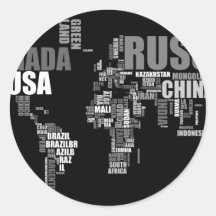 World Map in Words Sticker