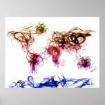 World Map Light Writing Poster