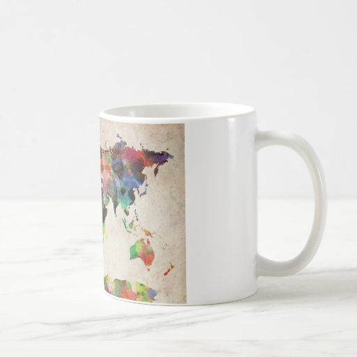 World Map Urban Watercolor Mugs
