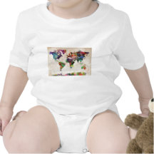 World Map Urban Watercolor Tee Shirt
