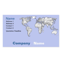 World maps in baby blue business cards