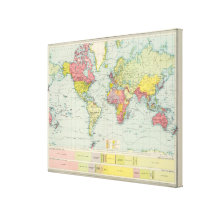 World political Map Gallery Wrapped Canvas