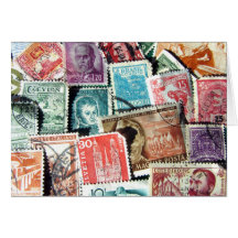 World Stamp Collage Card