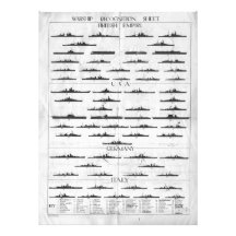 World War II Navy Battleship Recognition Chart Photograph