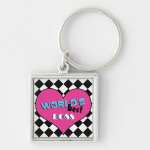 World's Best Boss - Pink Heart Keychains