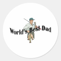 Worlds Best Dad Fisherman Round Sticker