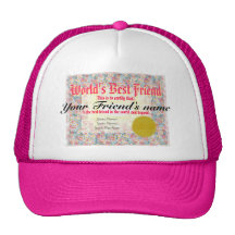 World's Best Friend Certificate Hats