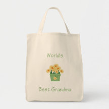 world's best grandma (yellow flowers) canvas bags