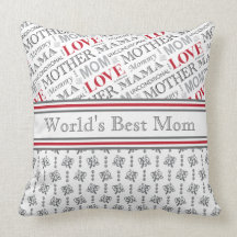 World's Best Mom Elegant Black and White Patterns Pillow