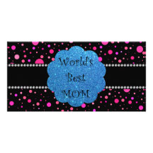 World's best mum pink polka dots photo card template