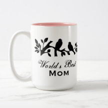 World's Best Mum sparrows silhouette branch Mug