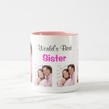 World's Best Sister Photo Mug PInk