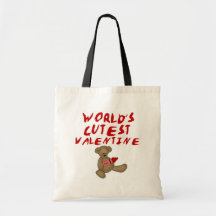 World's Cutest Valentine  Tshirts and Gifts Canvas Bags
