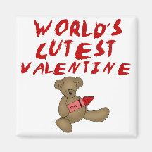 World's Cutest Valentine  Tshirts and Gifts Refrigerator Magnets