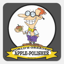 WORLDS GREATEST APPLE POLISHER CARTOON STICKERS