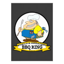 WORLDS GREATEST BBQ KING MEN CARTOON INVITATION