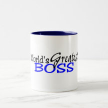 Worlds Greatest Boss Black Blue Coffee Mugs