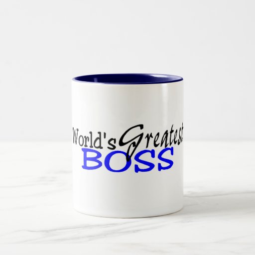Worlds Greatest Boss Black Blue Coffee Mugs