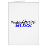 Worlds Greatest Boss Black Blue Greeting Cards