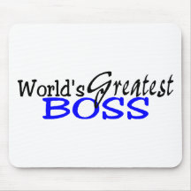 Worlds Greatest Boss Black Blue Mouse Mat