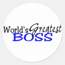 Worlds Greatest Boss Black Blue Round Stickers
