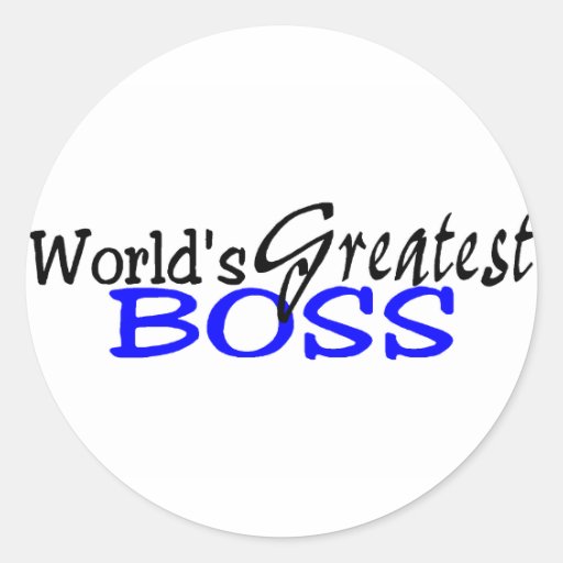 Worlds Greatest Boss Black Blue Round Stickers