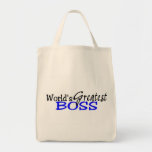 Worlds Greatest Boss Black Blue Tote Bags