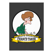 WORLDS GREATEST CHANCE TAKER WOMEN CARTOON PERSONALIZED INVITE