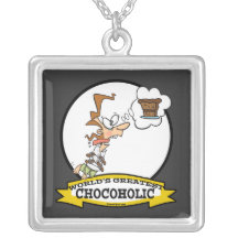 WORLDS GREATEST CHOCOHOLIC WOMEN CARTOON PENDANT