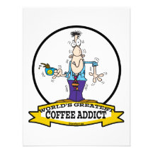 WORLDS GREATEST COFFEE ADDICT CARTOON PERSONALISED INVITE