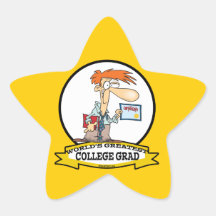 WORLDS GREATEST COLLEGE GRAD MEN CARTOON STAR STICKER