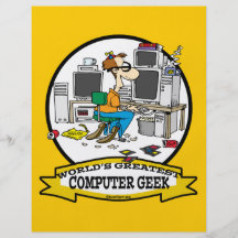 WORLDS GREATEST COMPUTER GEEK MEN CARTOON PERSONALISED FLYER