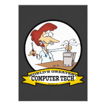 WORLDS GREATEST COMPUTER TECH WOMEN CARTOON PERSONALIZED ANNOUNCEMENT