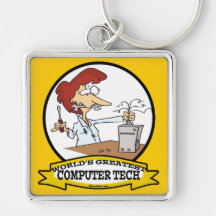 WORLDS GREATEST COMPUTER TECH WOMEN CARTOON KEYCHAINS