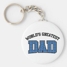 Worlds Greatest Dad Keychain Plaid