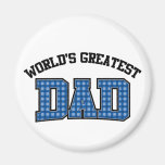 Worlds Greatest Dad Magnet Plaid