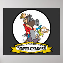 WORLDS GREATEST DIAPER CHANGER DAD CARTOON POSTER