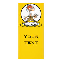 WORLDS GREATEST ELECTRICIAN MEN CARTOON RACK CARD TEMPLATE