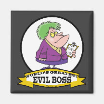 WORLDS GREATEST EVIL BOSS LADY CARTOON REFRIGERATOR MAGNETS