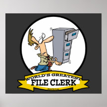 WORLDS GREATEST FILE CLERK MEN CARTOON POSTERS