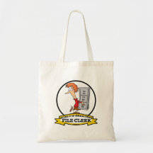 WORLDS GREATEST FILE CLERK WOMEN CARTOON BAGS