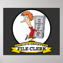 WORLDS GREATEST FILE CLERK WOMEN CARTOON POSTER
