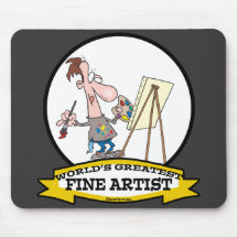 WORLDS GREATEST FINE ARTIST PAINTER CARTOON MOUSE PAD