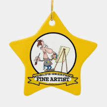WORLDS GREATEST FINE ARTIST PAINTER CARTOON CHRISTMAS TREE ORNAMENT