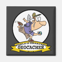 WORLDS GREATEST GEOCACHER MEN CARTOON REFRIGERATOR MAGNET
