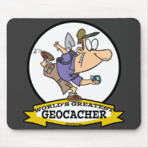WORLDS GREATEST GEOCACHER MEN CARTOON MOUSE PAD