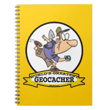 WORLDS GREATEST GEOCACHER MEN CARTOON SPIRAL NOTE BOOKS