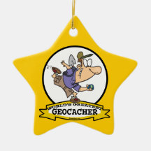 WORLDS GREATEST GEOCACHER MEN CARTOON ORNAMENT